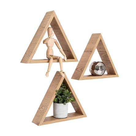 Set de 3 Repisas Angular Melamina Rovere Set de 3 Repisas Angular Melamina Rovere