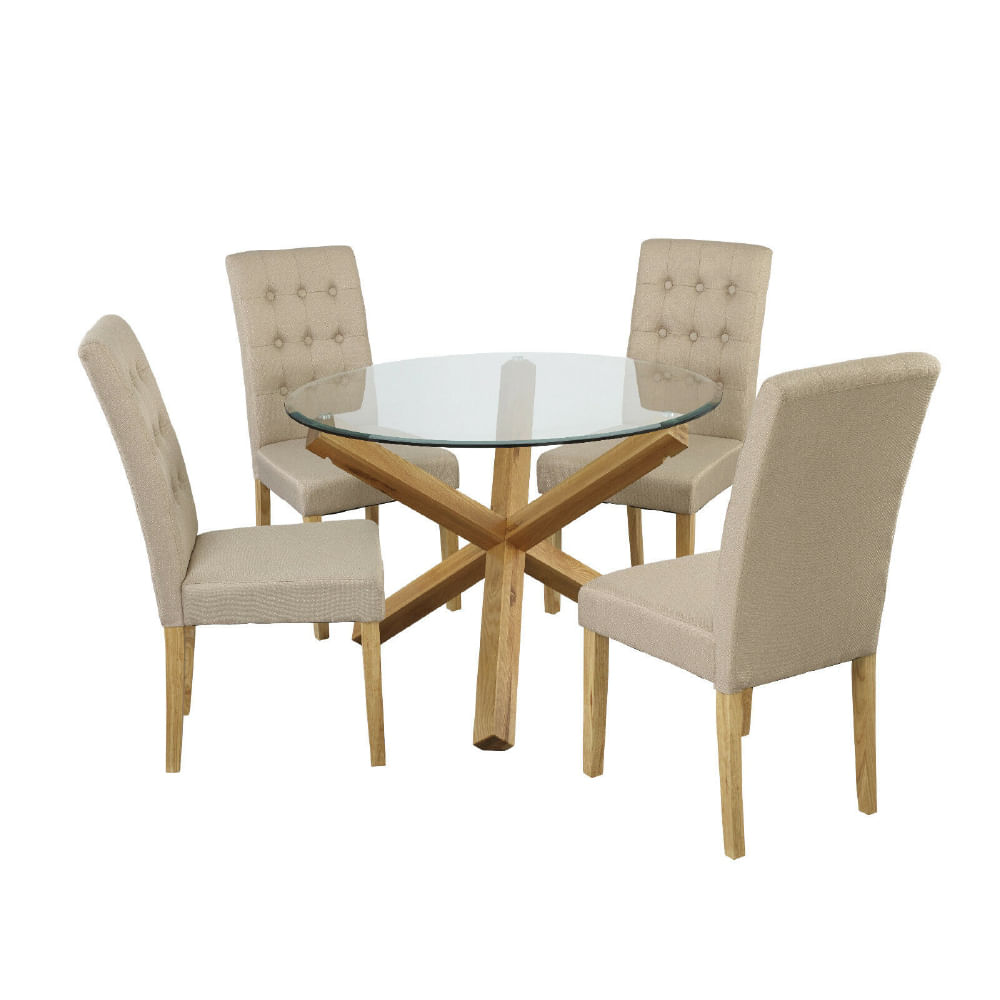 Juego de Comedor 4 Sillas Ziu Beige