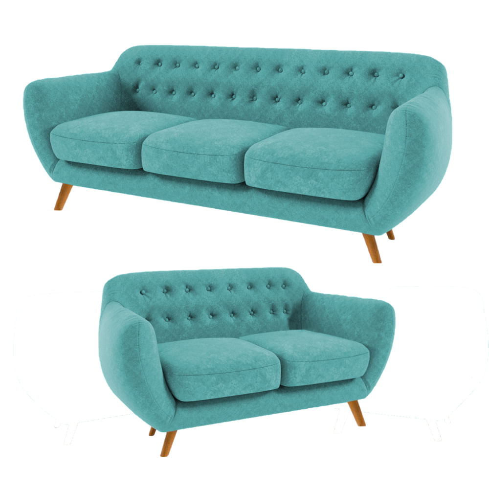 Juego de Sala Antuane 3 2 Turquesa