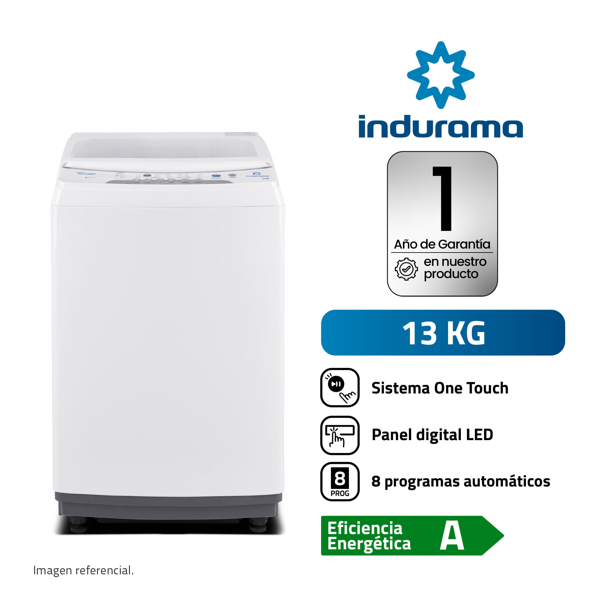 Lavadora INDURAMA Carga Superior 13 Kg LRI-13BLA Blanco