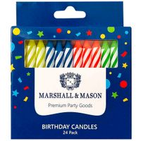 Velas Premium de Cumpleaños Espiral Rayadas MARSHALL & MASON x24un
