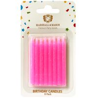 Velas Premium de Cumpleaños Bday Glitter Rosa MARSHALL & MASON x8un