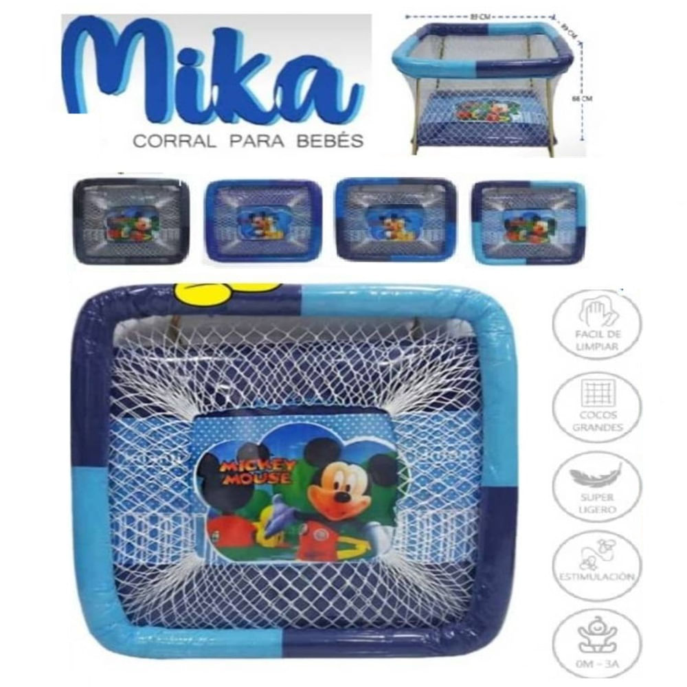 Corral para bebe Plastificada MIKA 89 cm largo x66 alto AZUL
