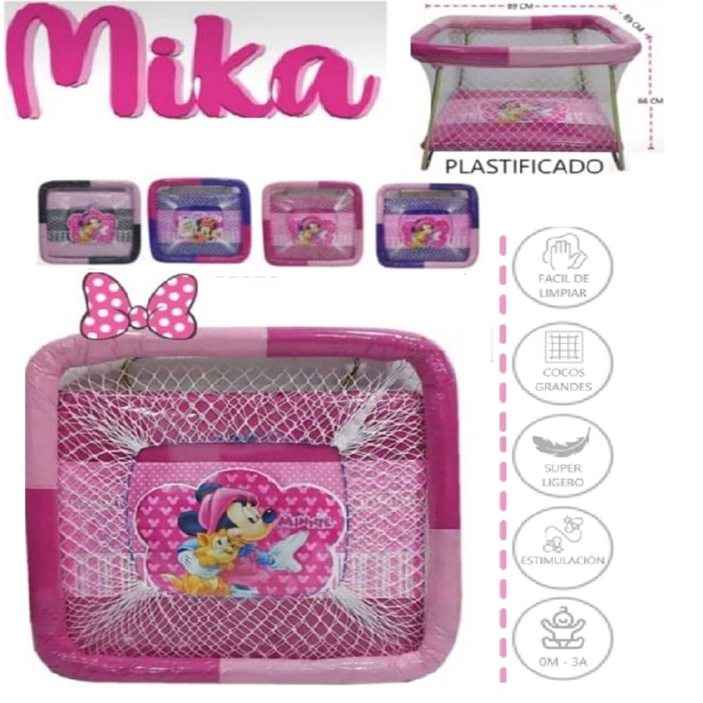 Corral para bebe Plastificada MIKA 89cm largo x66 alto Rosado