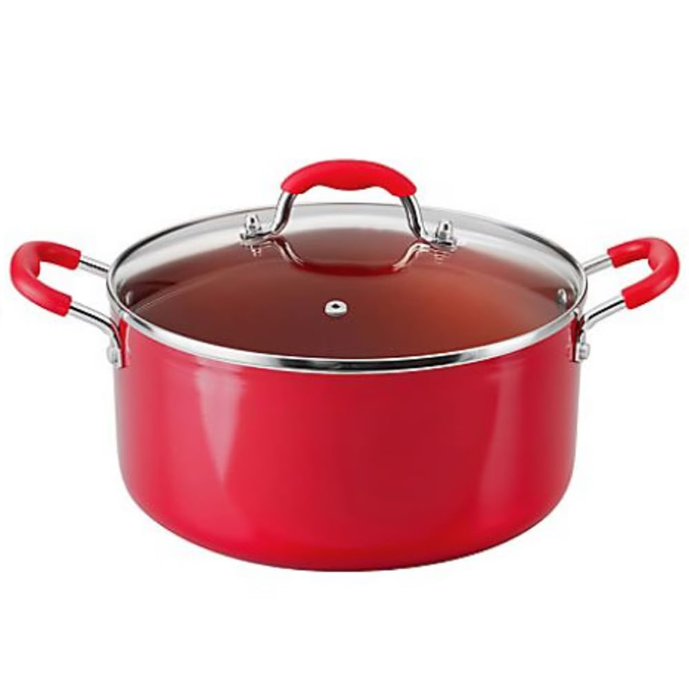 Olla Oster OS-16727 con Tapa de Vidrio Templado 5 Litros Rojo