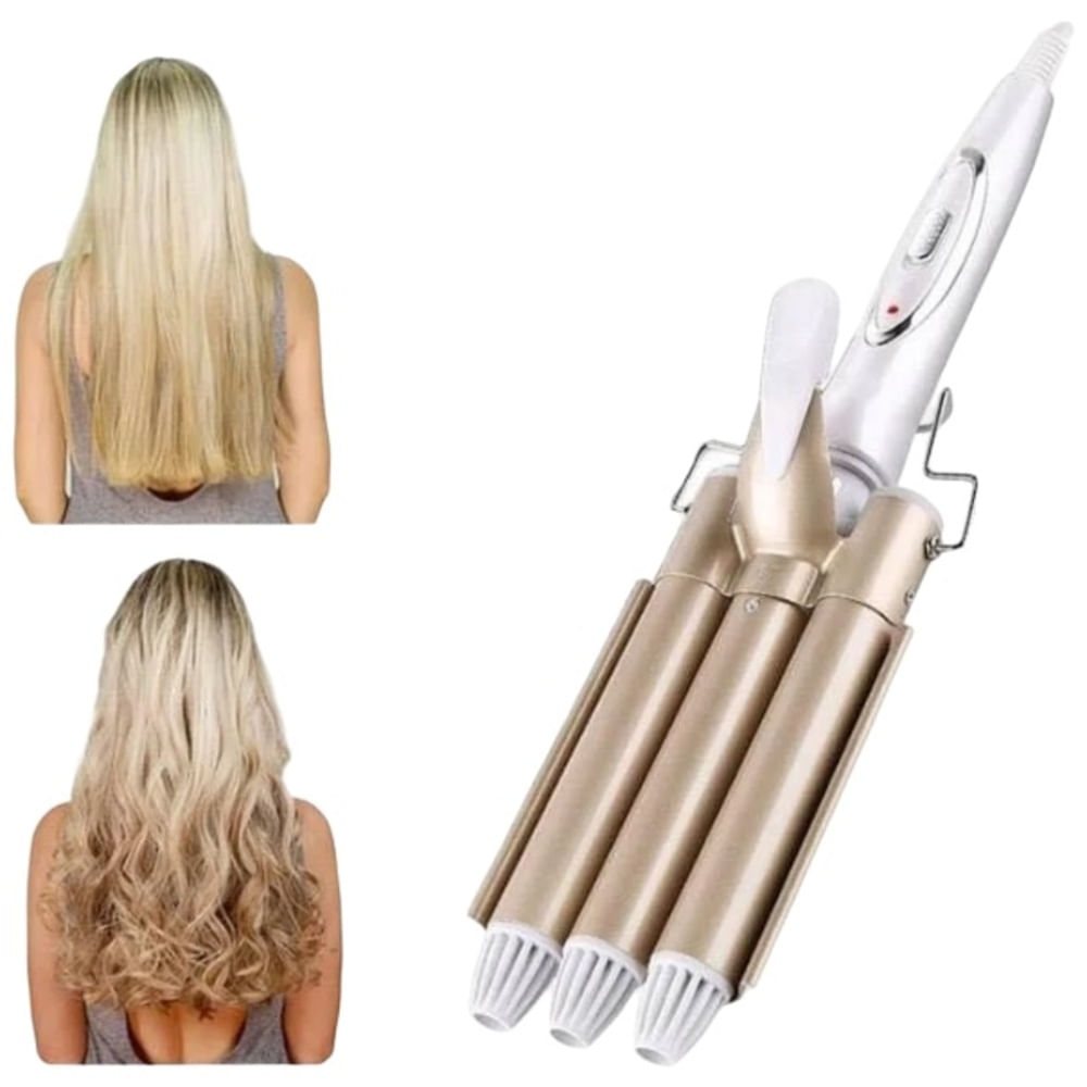 Rizador de Cabello Triple Tenaza Dorado Rozia Hr722 Dorado