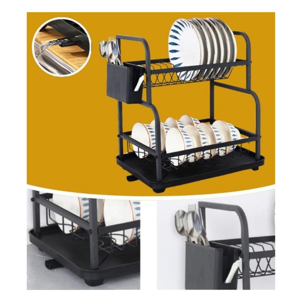 Secador de Platos de Acero Negro 41x41x30