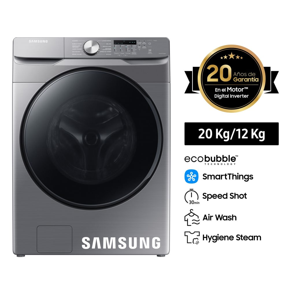 Lavaseca SAMSUNG Carga Frontal 20Kg/12Kg WD20T6000GPPE Gris