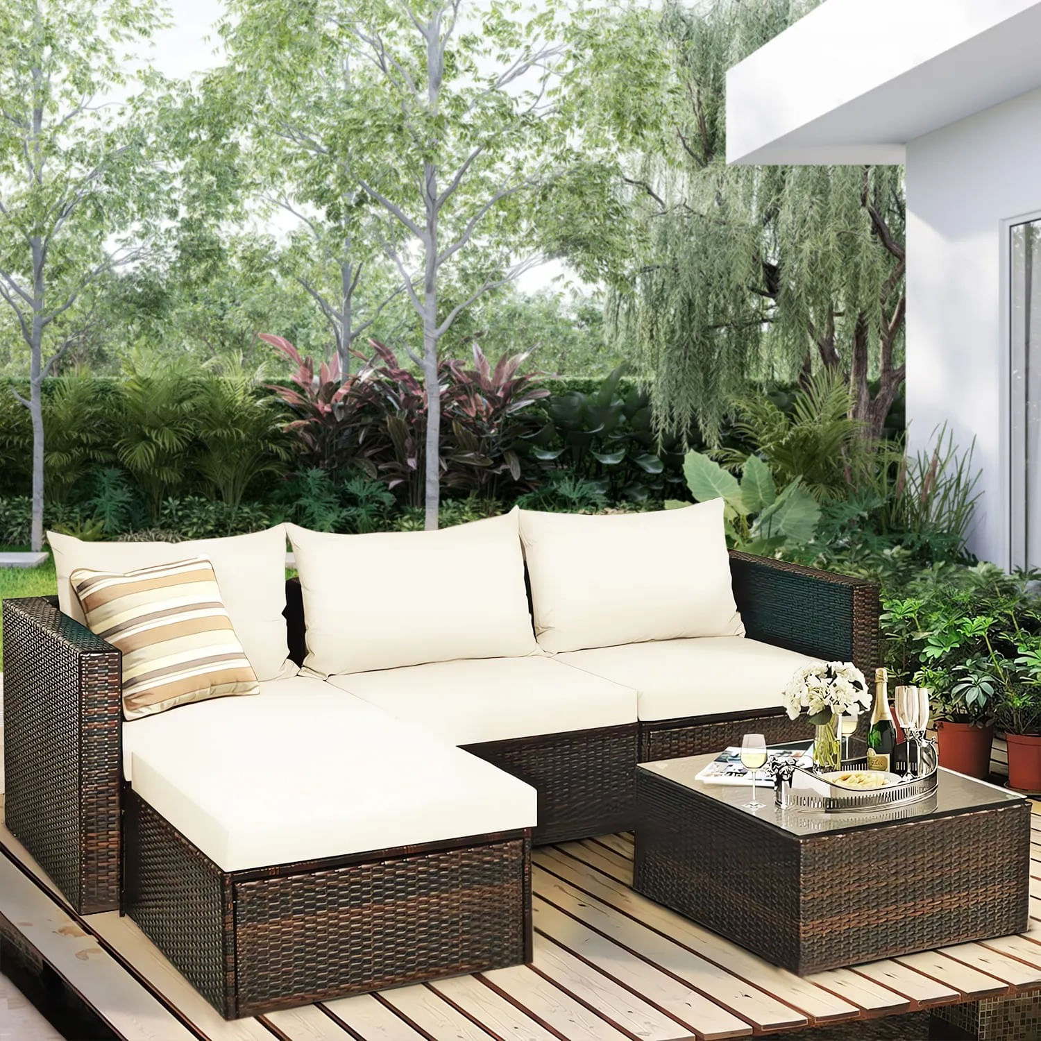 Seccional Intercambiable 3 Cuerpos Terraza Sofa + Mesa Café