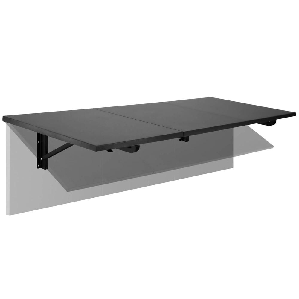 Mesa Plegable Montada en Pared Mount-It! con Diseño de Hoja Caída (Negra) - Soporta hasta 110 Libras
