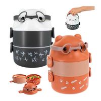 Taper Fiambrera Portátil 2Niveles Bento Pandapardo Lonchera - Oso-M-N