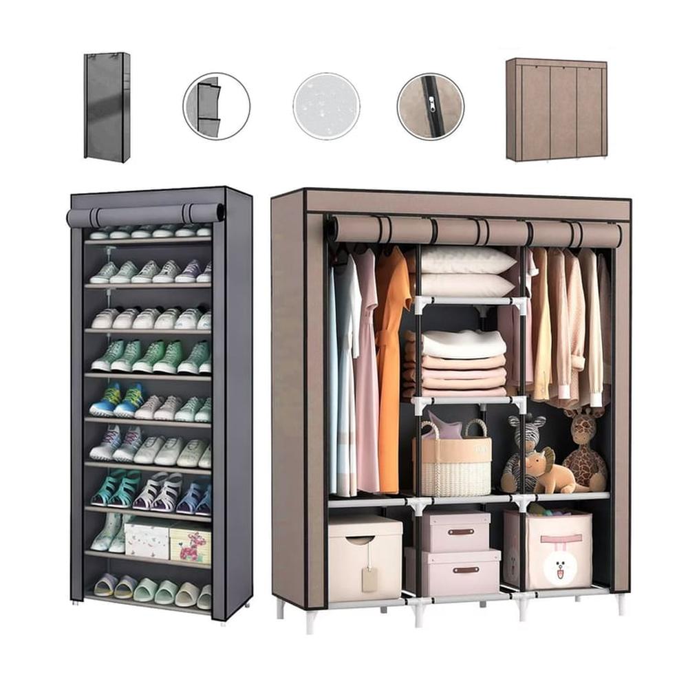 Zapatera 9 Niveles 27 Pares + Ropero Armable 3 Piezas