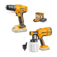 Combo 20V Ingco Taladro Atornillador Pistola De Pintar Bateria