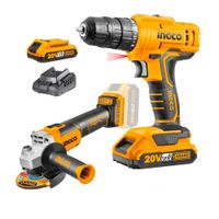Combo 20V Ingco Taladro Atornillador  Amoladora Brushlees Cortador