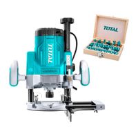 Combo Ruteadora Fresadora 2200W Industrial Total Más Set Fresas 12Mm