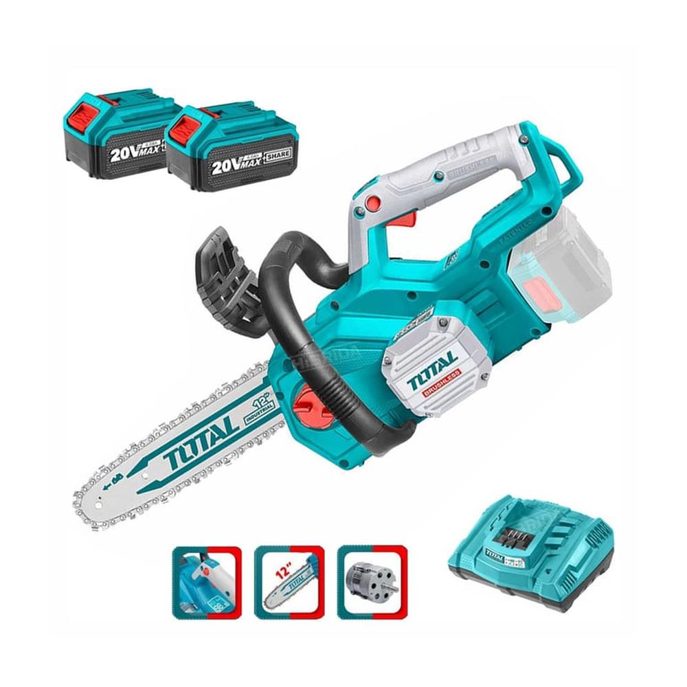 Combo Motosierra Inalámbrica Cortadora Madera 20V  Y 2 Baterías 4 Ah