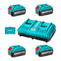 Set 4 Baterías 20V 4Ah Y 1 Cargador Rápido Doble Total - Tfbcli20244