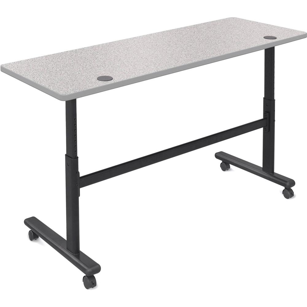 Mesa Flipper Ajustable en Altura Balt (60"" de Largo, Laminado Nebulosa Gris, Bisel Platino)