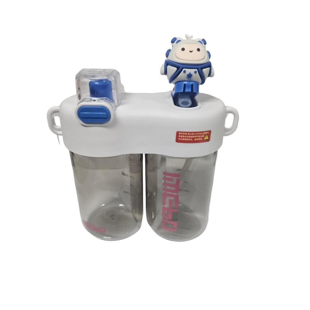 Botella de Agua De Dibujos Animados para Niños con Dos Compartimentos Blanco Botella de Agua De Dibujos Animados para Niños con Dos Compartimentos Blanco