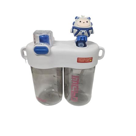 Botella de Agua De Dibujos Animados para Niños con Dos Compartimentos Blanco Botella de Agua De Dibujos Animados para Niños con Dos Compartimentos Blanco