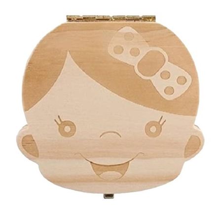 Caja De Dientes De Leche Para Bebé Niña De Madera Caja De Dientes De Leche Para Bebé Niña De Madera