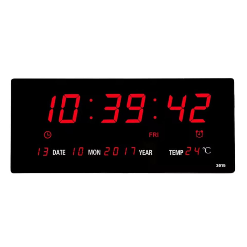 Reloj Digital Led 36 x 15cm de Pared con Calendario Temperatura Fecha