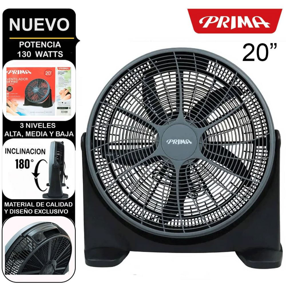 Ventilador Prima YL-2020P Box Recirculante 20"" 130 Watts Negro