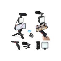 Kit de Grabación Vlogger Mini Tripode Micrófono Control Luz Led