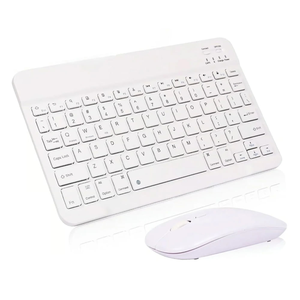 Teclado con Mouse Bluetooth Inalambrico para Pc Tablet Mac iPad Blanco Teclado con Mouse Bluetooth Inalambrico para Pc Tablet Mac iPad Blanco