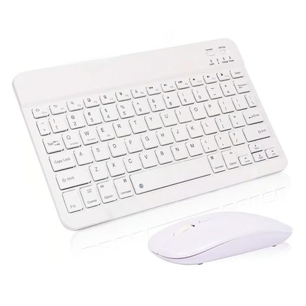 Teclado con Mouse Bluetooth Inalambrico para Pc Tablet Mac iPad Blanco Teclado con Mouse Bluetooth Inalambrico para Pc Tablet Mac iPad Blanco