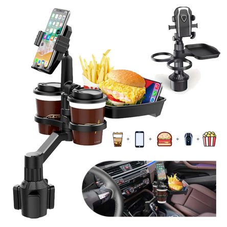 Porta vaso para auto con bandeja holder celular ajustable organizador Porta vaso para auto con bandeja holder celular ajustable organizador