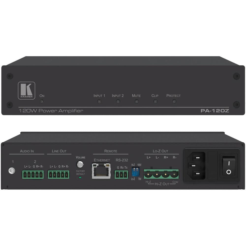 Amplificador de Potencia Kramer PA-120Z (1 x 120W a 70/100V y 2 x 60W a 4/8 Ohmios)