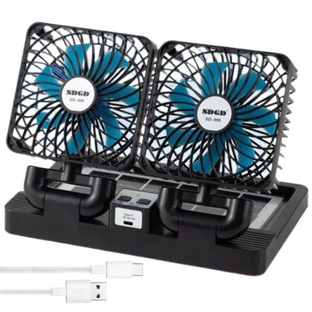 Ventilador Solar Doble Cabezal 360° Carro Auto 12V 24V NO999 Ventilador Solar Doble Cabezal 360° Carro Auto 12V 24V NO999
