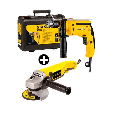 COMBO Stanley: Taladro SDH700K-K11 700W + Amoladora Esmeril STGS7115 710W