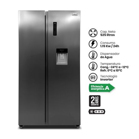 Refrigeradora Libero LSBS-552NFIW Side By Side No Frost 525L con Dispensador