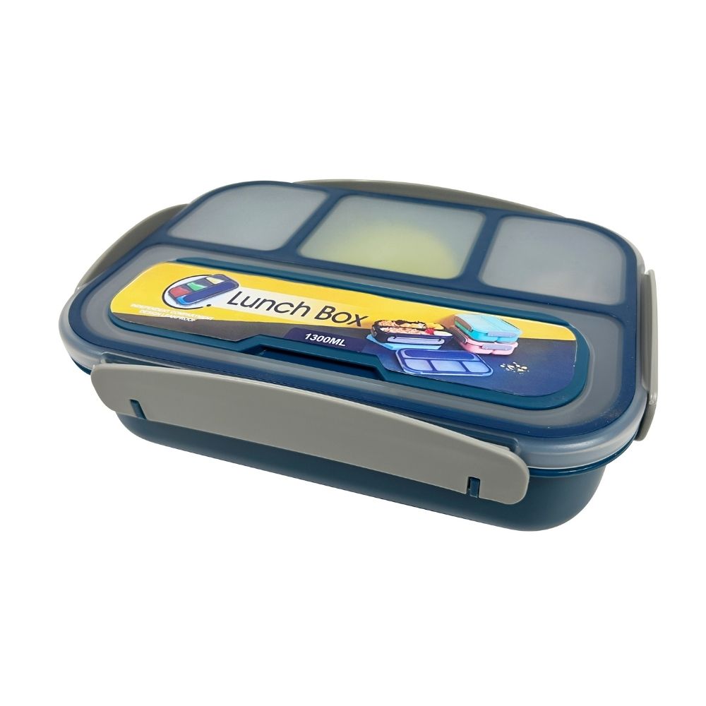 Taper Bento Box 1.3L 4 Divisiones y Accesorios Azul Back to School Orange