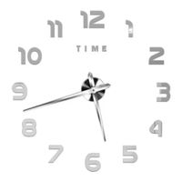 Reloj 3D Grande con Relieve Decorativo Moderno - Sala Hogar Oficina Plata