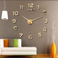 Reloj 3D Grande con Relieve Decorativo Moderno - Sala Hogar Oficina Dorado