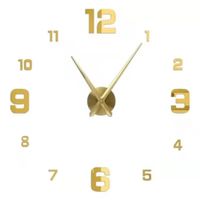 Reloj 3D Grande con Relieve Decorativo Moderno - Sala Hogar Oficina Dorado Modelo-02