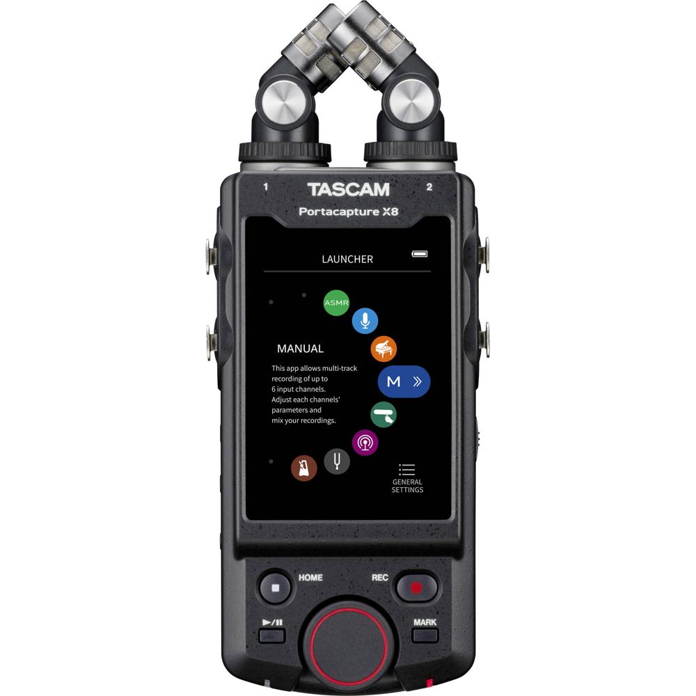 TASCAM Portacapture X8: Grabadora de Campo Multicanal 32-Bit con Micrófonos Ajustables y Pantalla Tá