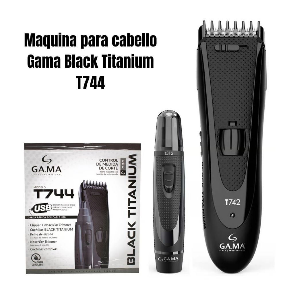 Maquina Clipper Gama Black Titanium Nasal Gama T744