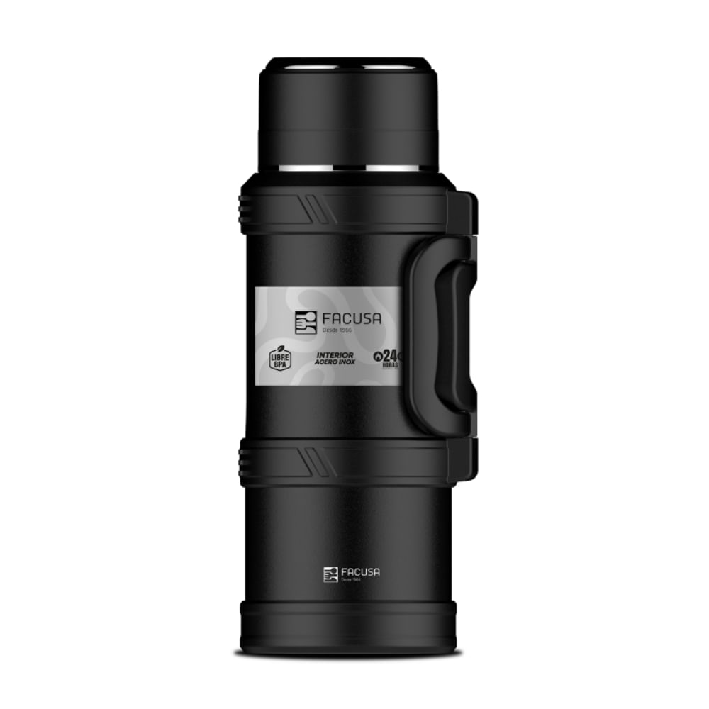 Termo Explorer 2.5LT Negro - Acero Inoxidable, 24h Caliente y Frío, FACUSA 982500601