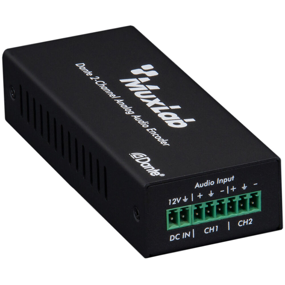 MuxLab Dante Codificador de Audio Analógico de 2 Canales