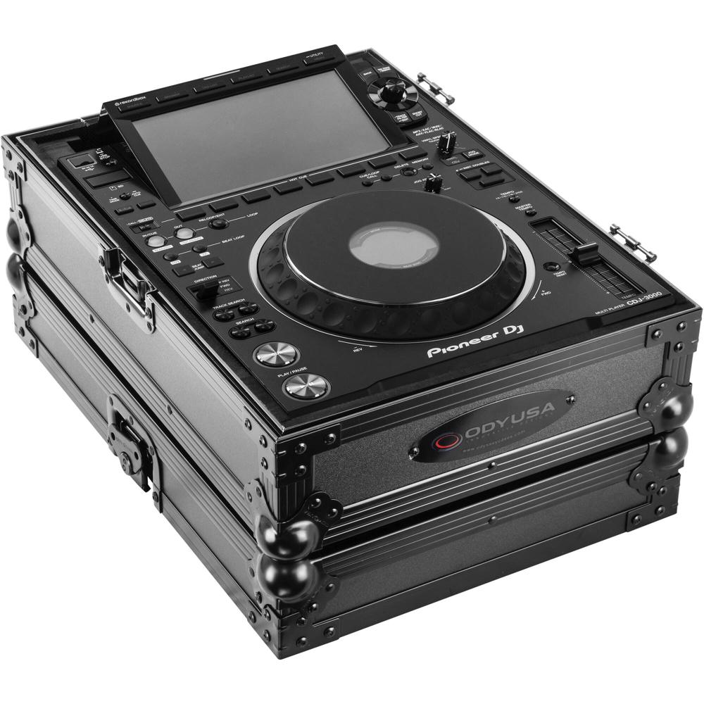 Odyssey Black Label Flight Case para Pioneer CDJ-3000 (Todo Negro) - Hardware Anodizado Negro, Mader