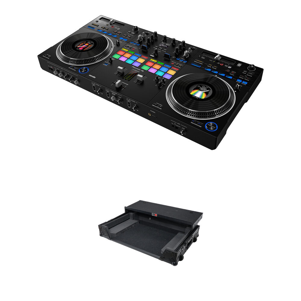 Pioneer DJ DDJ-REV7 Controlador Serato DJ Pro de 2 Canales con Flight Case (Todo Negro) - Ruedas Mot