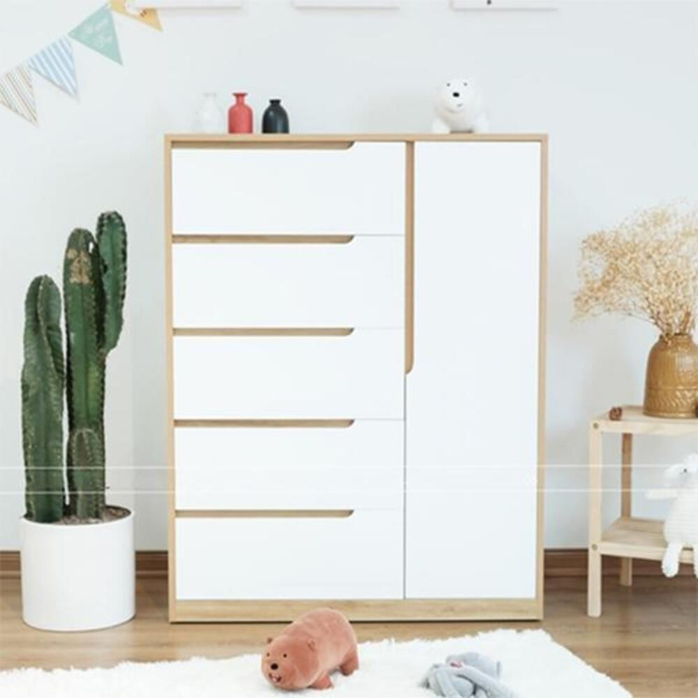 Cómoda Moderna Regis 5 Cajones 1 Puerta R&R MUEBLES