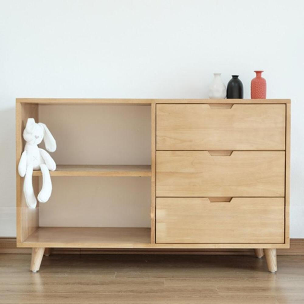 Cómoda Moderna Melanny 3 Cajones 2 Nichos R&R MUEBLES