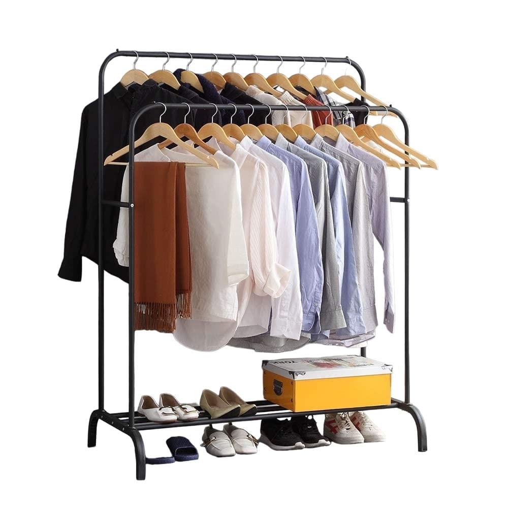 Perchero Metalico Closet Doble Organizador Exhibicion Negro