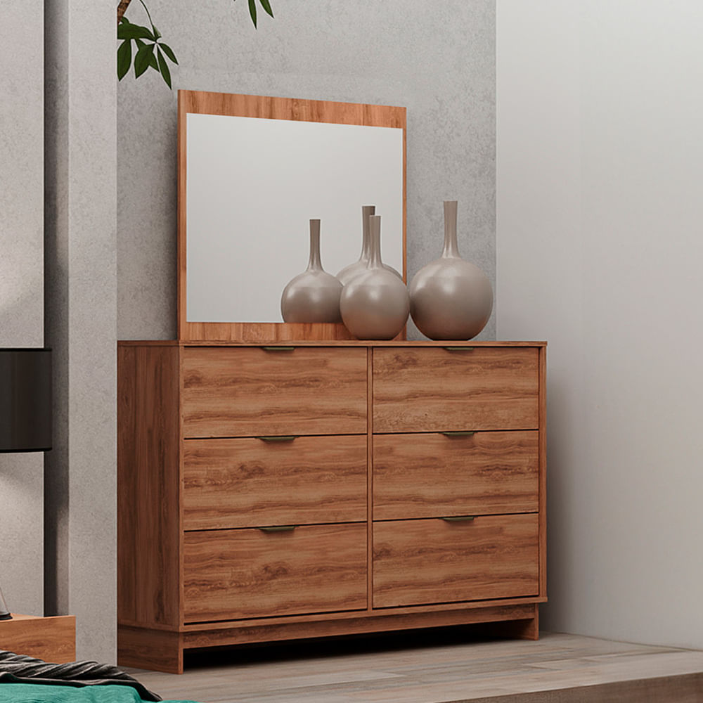 Cómoda Moderna con Espejo Maggie Marrón R&R MUEBLES