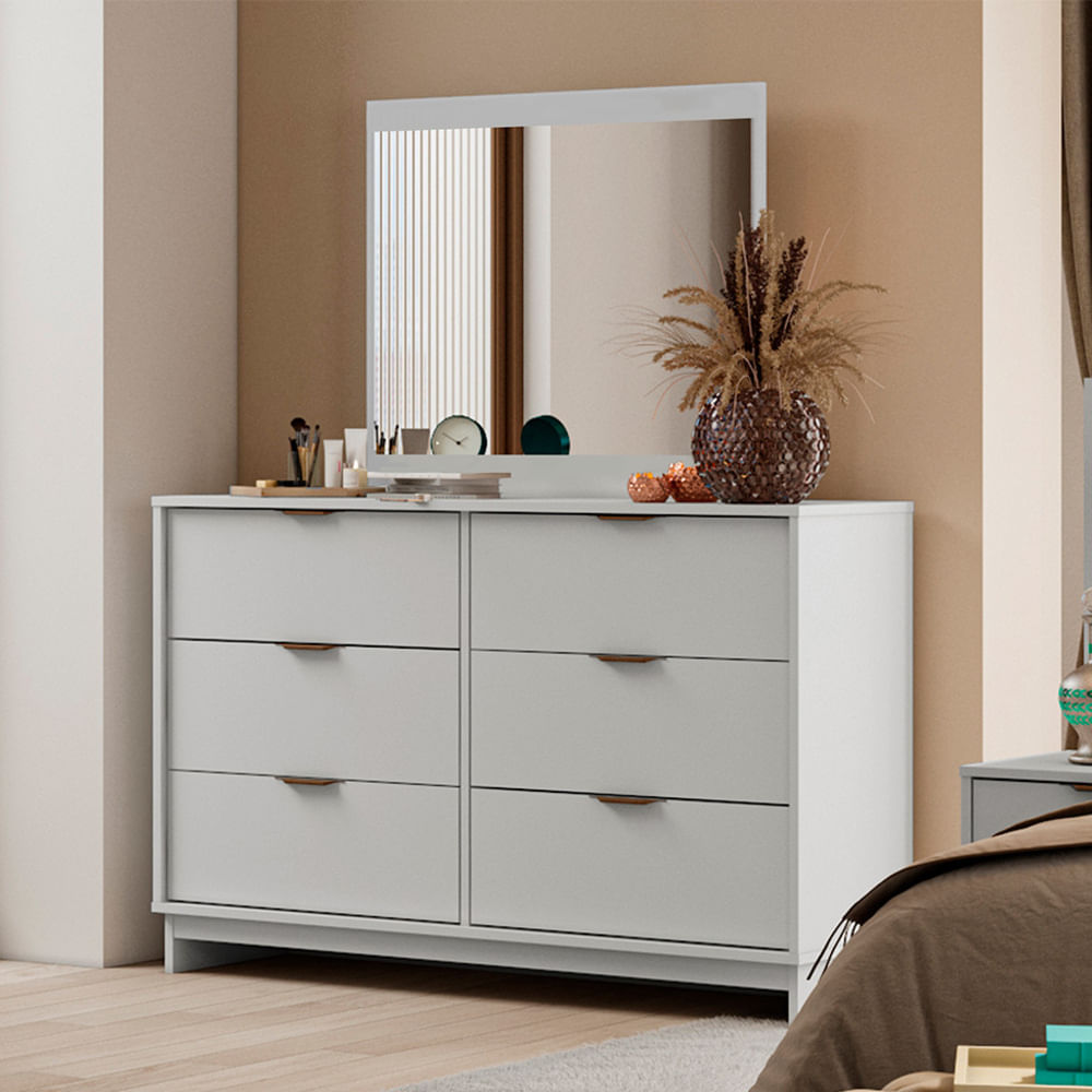 Cómoda Moderna con Espejo Maggie Blanco R&R MUEBLES